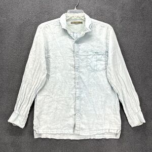 Raffi Linea Uomo Shirt Mens Large 52 Blue‎ Casual Button Up Linen Long Sleeve